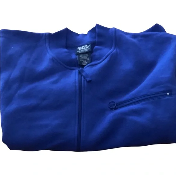 John Blair Sweat Jacket Full ZIPPER 3 Pockets Indigo Blue NWOT XL Cotton/Poly - Picture 9 of 9